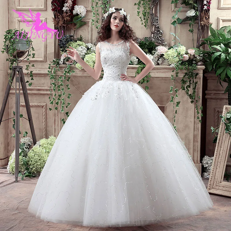 

AIJINGYU 2021 ivory new hot selling cheap ball gown lace up back formal bride dresses wedding dress WK211