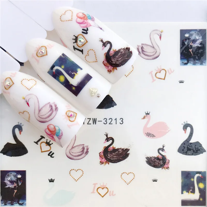 YZWLE 1 шт цветной цветок/лошадь переводная Вода ногтей искусство стикер Красота красный клен листовая Наклейка украшения для ногтей - Цвет: YZW-3213