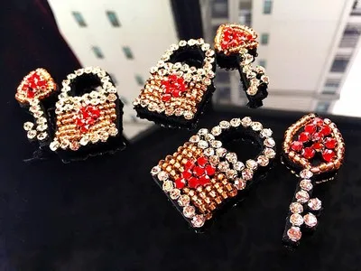 

keylock set rhinestone beaded patches embroidered fabric sew on patch applique jacket patches for clothes parches para la ropa