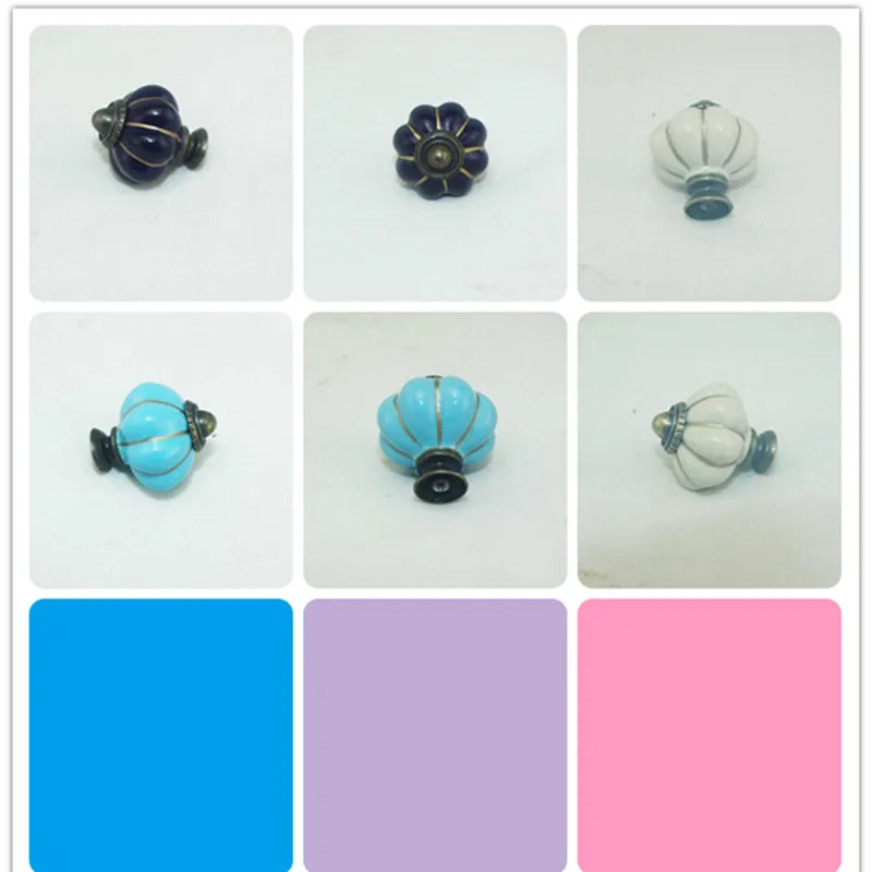 Винтаж тыквы ручки шкафа Европейский мебельные Керамика дверную ручку шкаф ящик