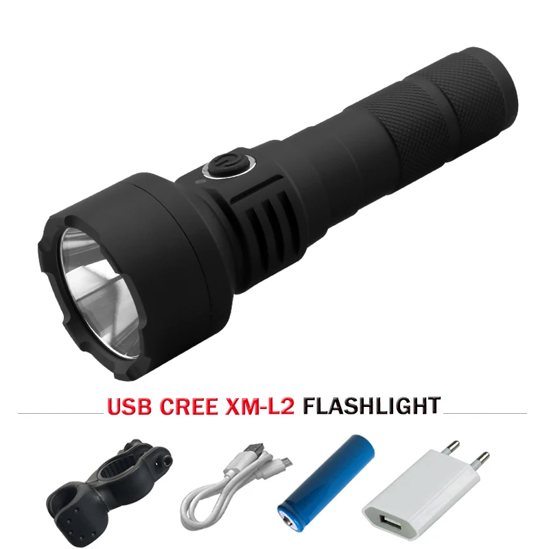 Usb мощный светодиодный фонарик xm l2 светодиодная вспышка света 18650 фонарь с