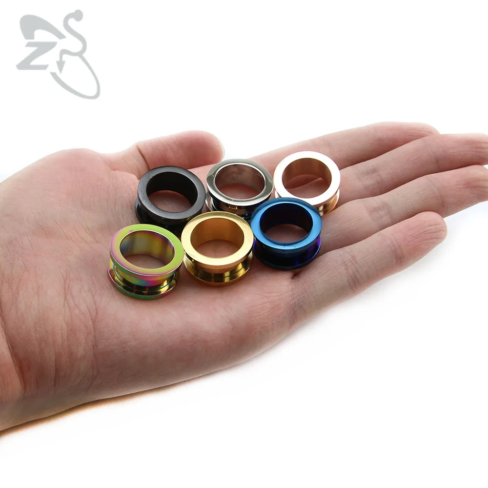 

6 Pairs/Lot Mixed Colors Stainless Steel Screw Fit Double Flare Tunnel Plug Flesh Expander Stretcher Ear Gauges Piercing Jewelry