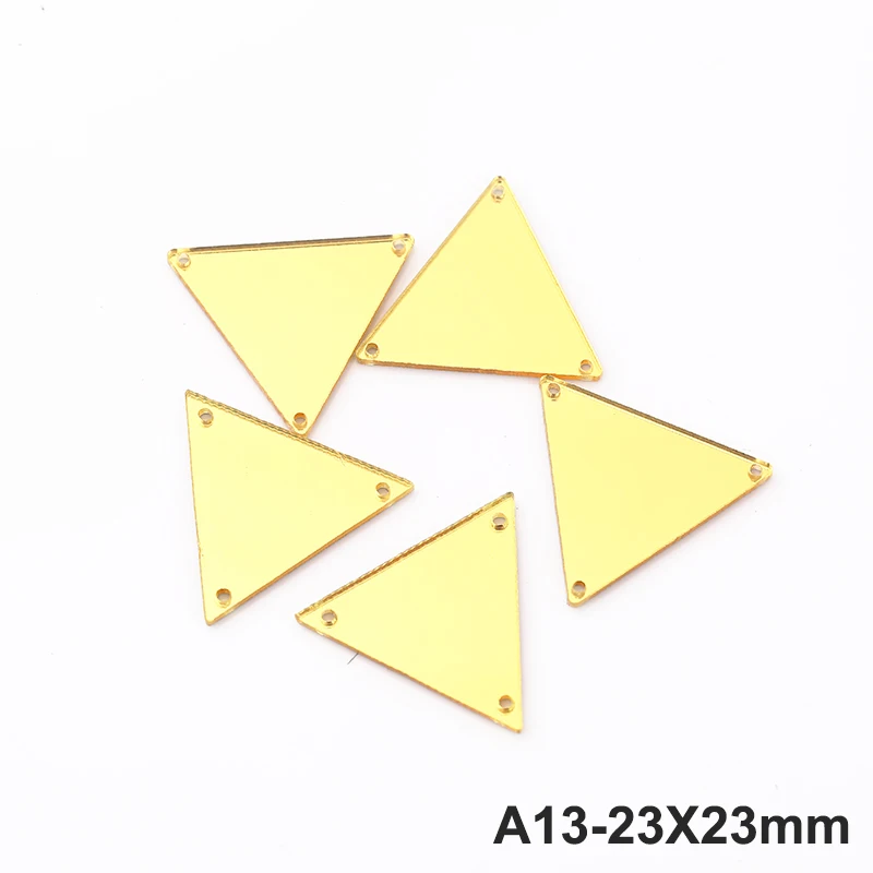 A13-23X23mm RESEN светло-Золотое Смешанное пластиковое плоское зеркало акриловые стразы с отверстиями пришить Камень для украшения клубного платья 30 шт - Цвет: A13-23X23mm