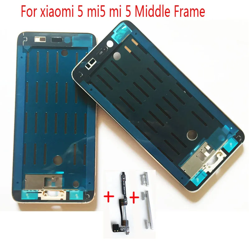 Для Xiao mi 5 m5 mi 5 передний ЖК-корпус mi ddle Лицевая панель рамка запасные части крышка+ power Flex+ набор боковых кнопок