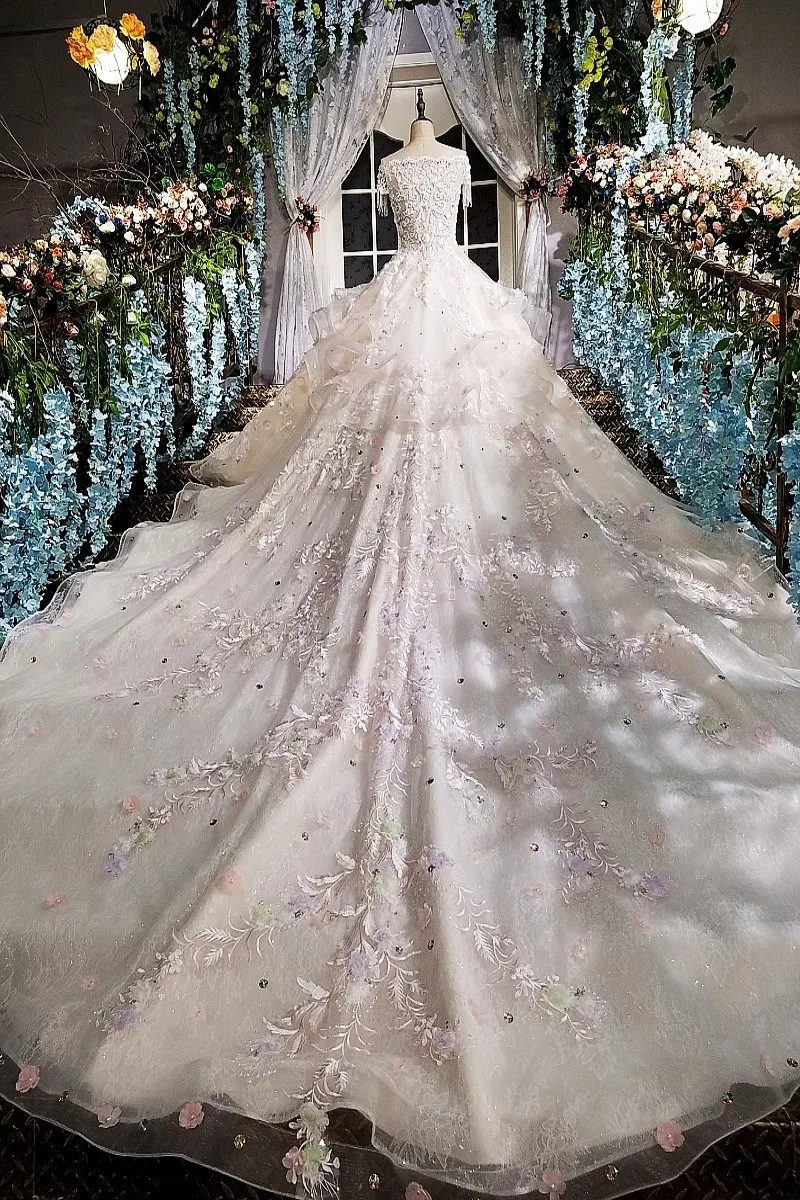 2018 Vestido De Noiva модные роскошные High-end бальное платье свадебное кружевные цветы