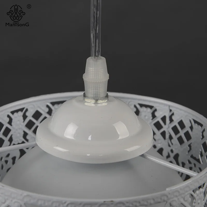 Белый современный светильник подвесной столовая Железный полый цветок