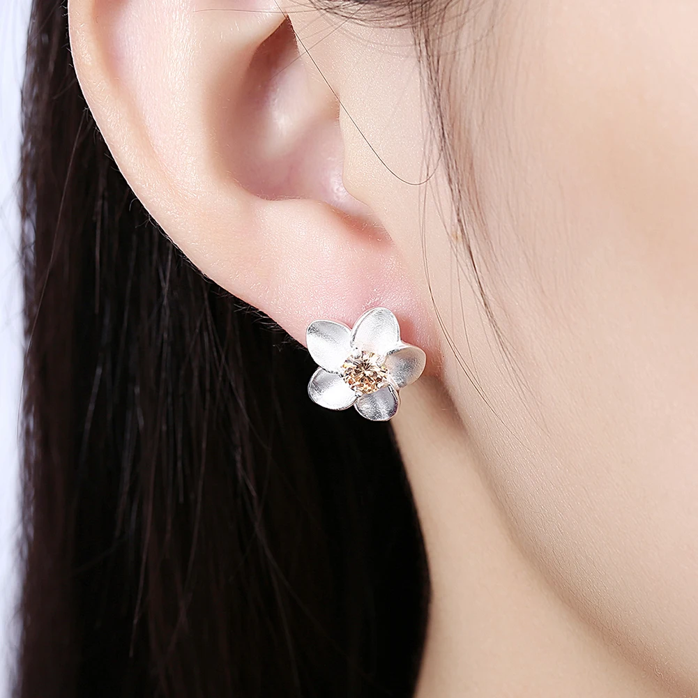 

Bohemian Jewelry Fashion Flower Cubic Zircon Stud Earrings for Women Girls Elegant Yellow Stone Jewelry Best Mothers Day Gifts
