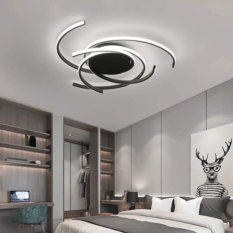 Lámpara Led de acabado blanco y negro para sala de estar, dormitorio, cocina, oficina, AC85-265V