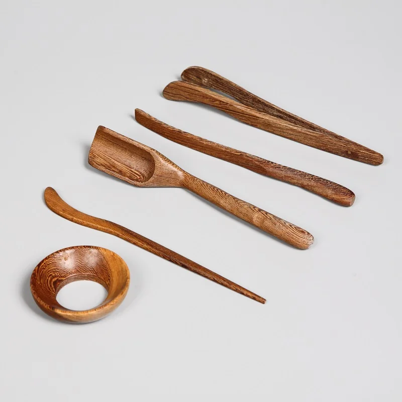 Tea ceremony Six Gentlemen Kung Fu tea set accessories complete of ebony chicken wing wood solid ceramic zero matching | Дом и сад