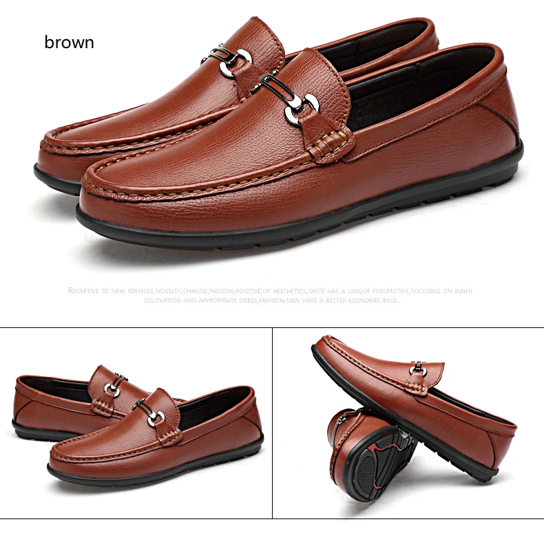 new fashion men's shoes casual genuine leather loafers male brown black slip on shoe man comfortable driving shoes for men