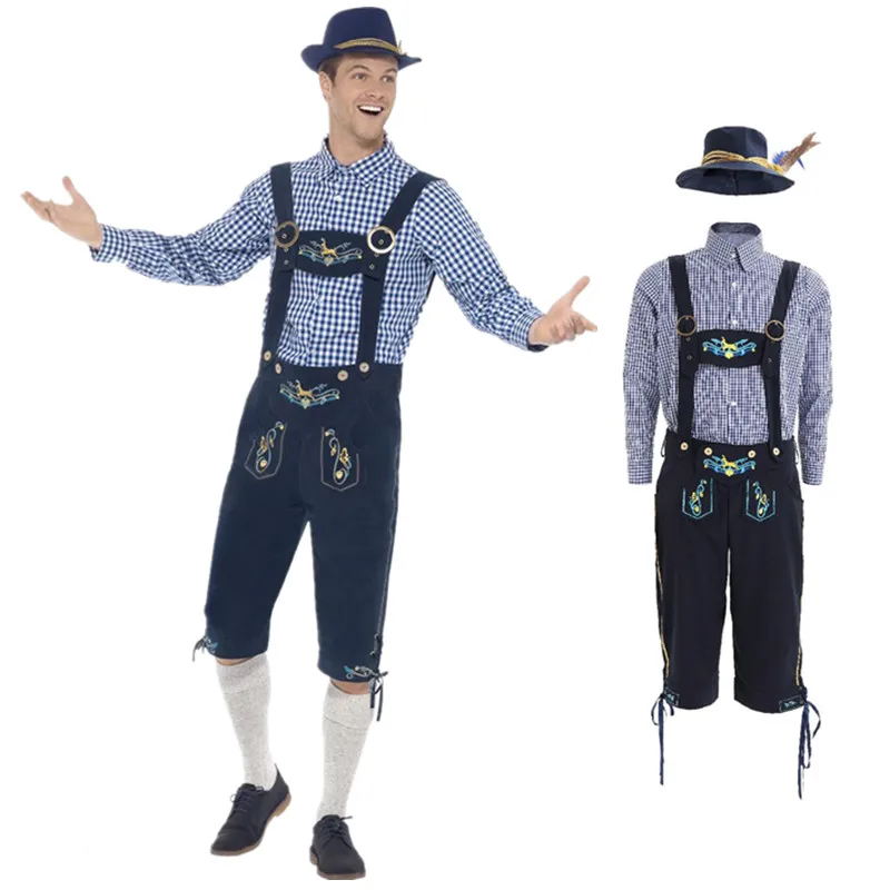 3 adet Oktoberfest Mens Lederhosen Oktoberfest bavyera alman bira kostüm cadılar bayramı kostüm yetişkin sahne performansı giyim