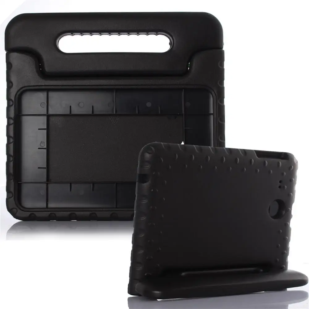 Дети Безопасный противоударный EVA пены ручка Tab чехол Подставка для samsung Galaxy Tab A SM-T350 T355 " дюймовый планшет+ закаленное стекло - Цвет: Black
