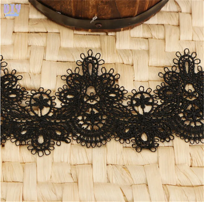 15 ярдов белая черная вышитая кружевная кромка аппликация сделай сам лента