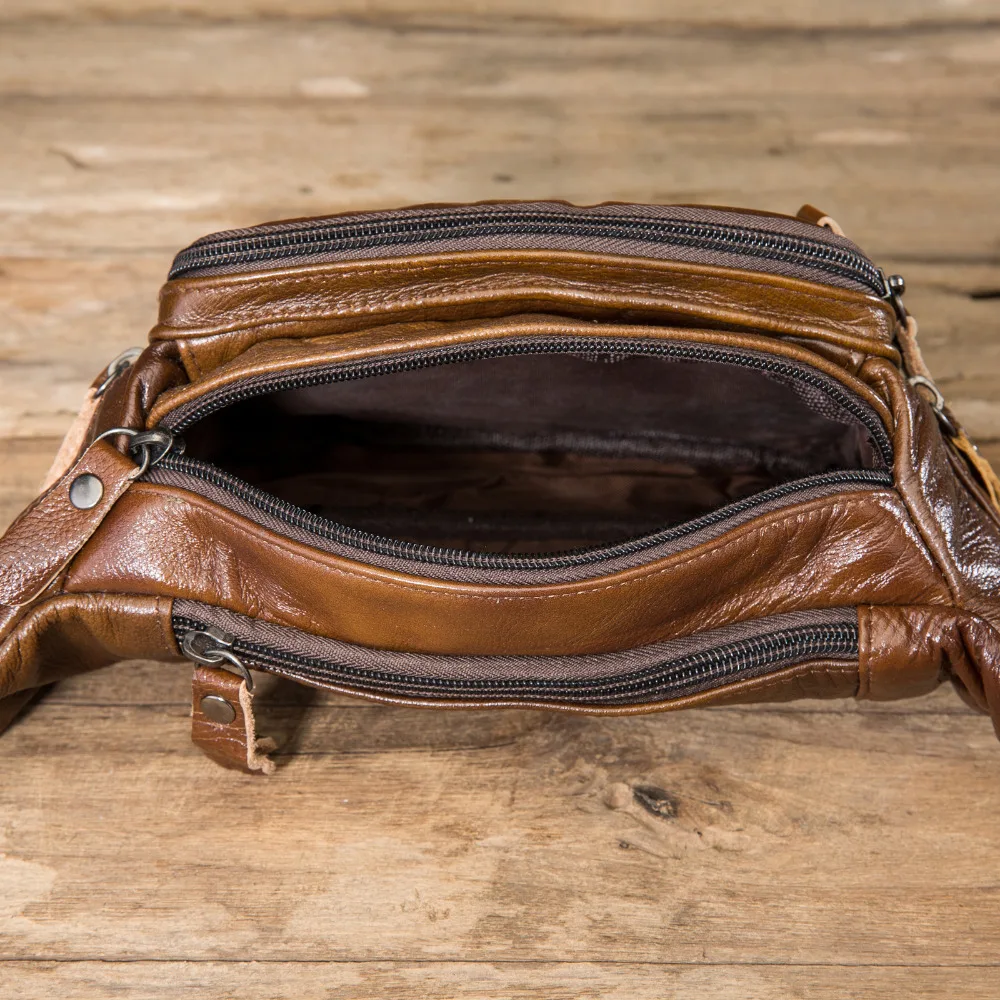 

Fashion Quality Leather Male Crossbody Sling Bag Design Casual Travel Cell Phone Case Pouch Travel Fanny Waist Belt Bag Men 004c