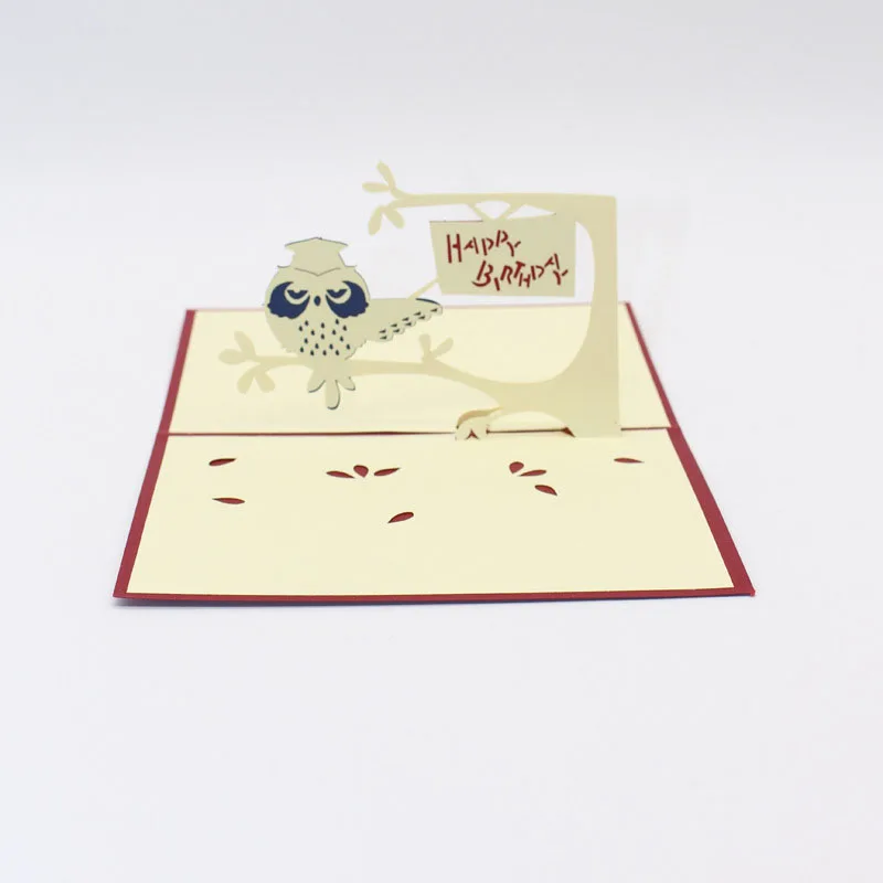 3D лазерная резка ручная работа милая сова в дереве бумажные приглашения открытки