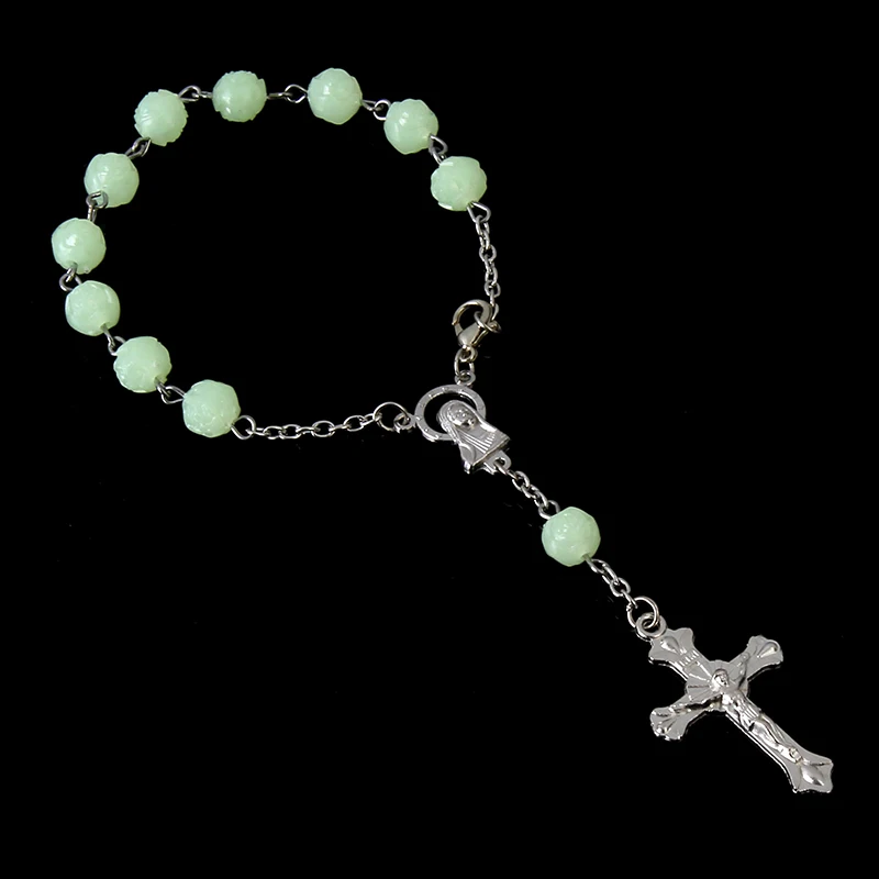 48 шт/светящийся Розовый Браслет Розария католический Розарий крест кулон