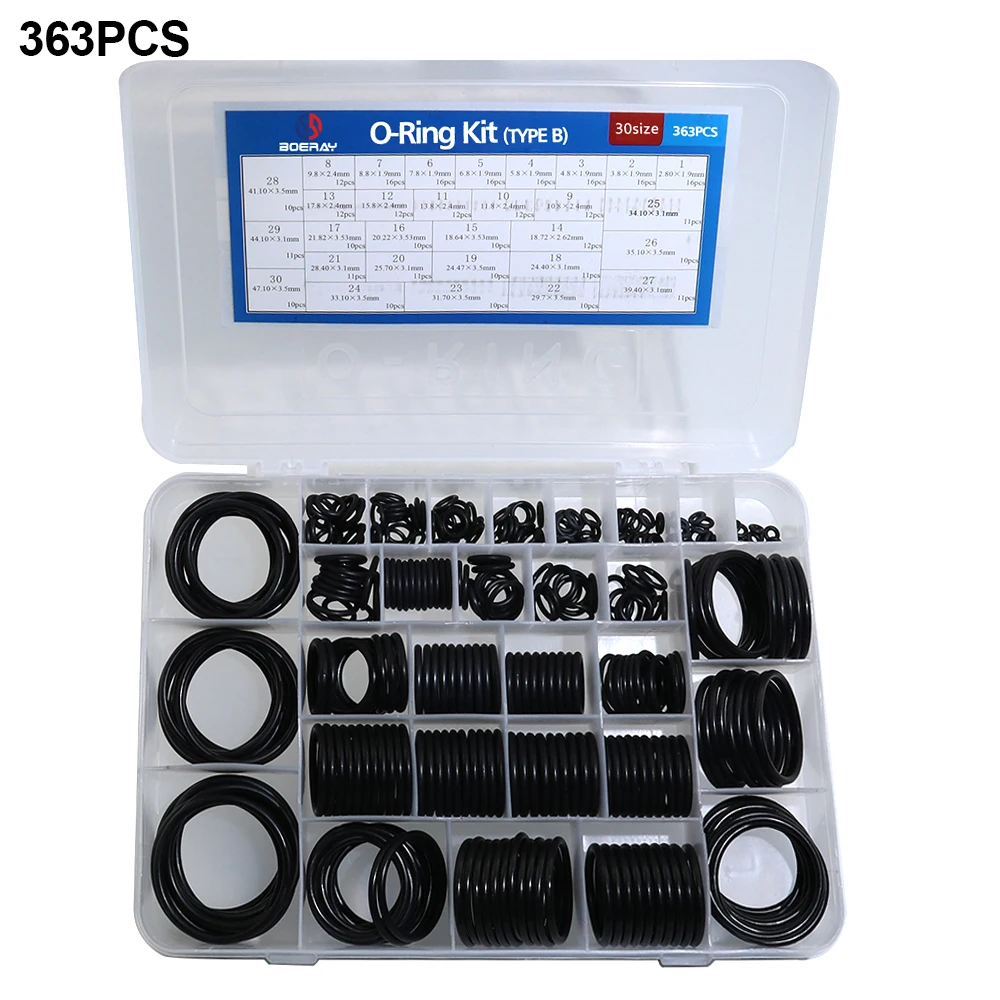 

363 Piece (30 Sizes) Metric NBR Cheap ring seal Bolts Assortment Set, Universal Black Rubber O-Rings for Automotive, Plumbing