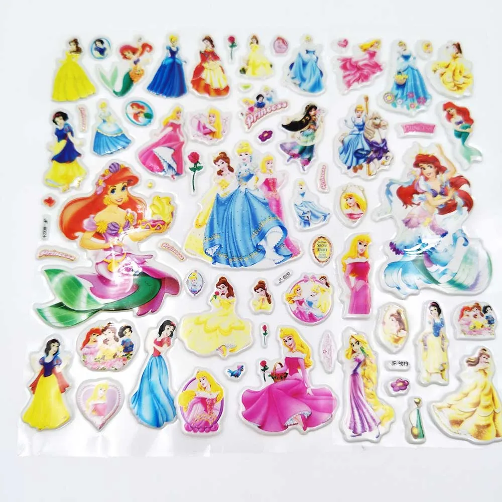 Sticker 6pcs Дисней шесть принцесса принадлежности для тематической вечеринки тарелка чашки соломинки флаг скатерти коробка конфет Ножи Ложки салфетки День рождения украшения - Цвет: Sticker 6pcs