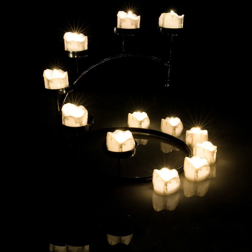 12 шт./лот светодиодная Электронная свеча в форме капли чайный светильник