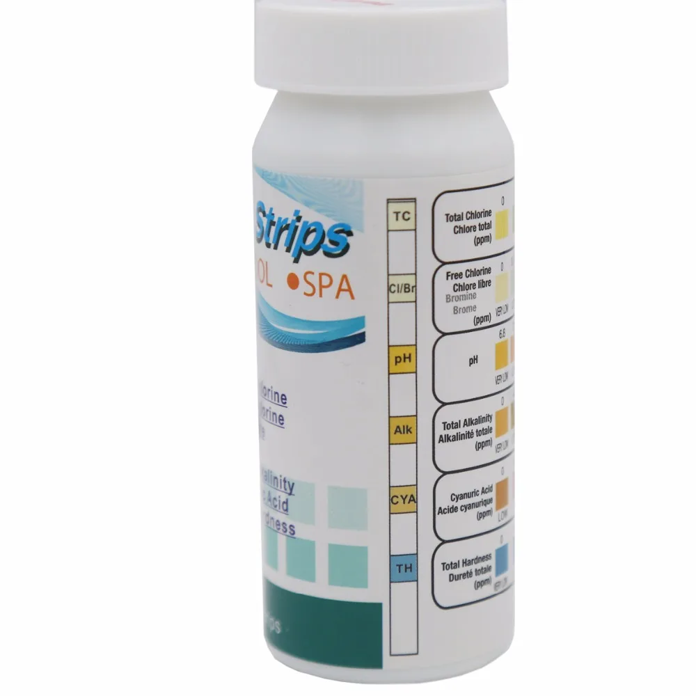 Набор для спа теста 6 в 1 бассейна полоски общий хлор свободный бром рН общая