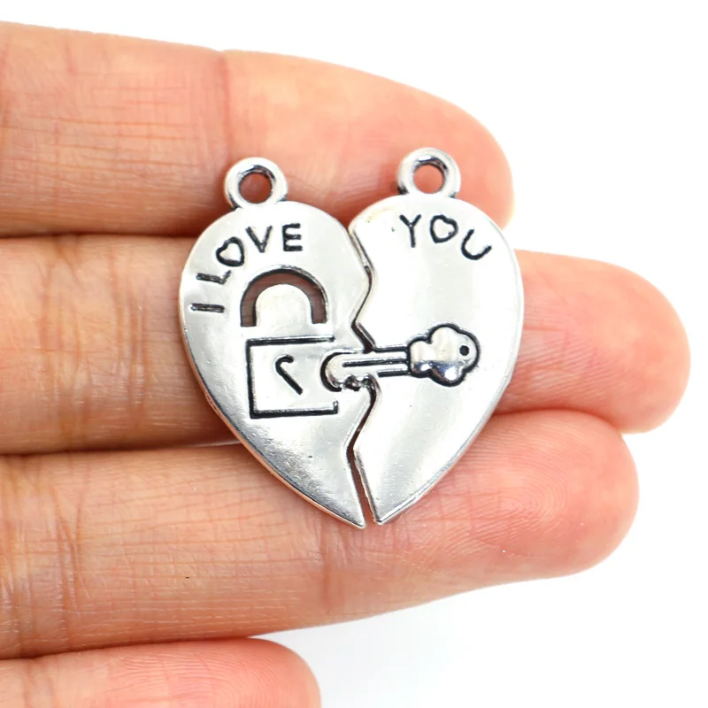 Тибетская Посеребренная Подвеска Я люблю тебя 30 мм|charm pendant|tibetan silver platedlock charm |