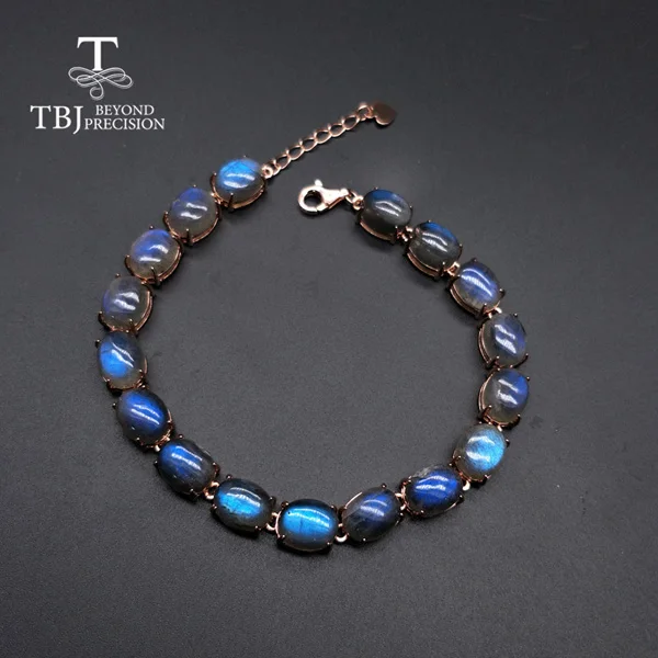 labradorite TBJ, серебро 925 пробы с натуральным драгоценным камнем лабрадорит, простой стиль, браслет, хорошее ювелирное изделие для женщин, вечерние и повседневные - Цвет камня: labradorite