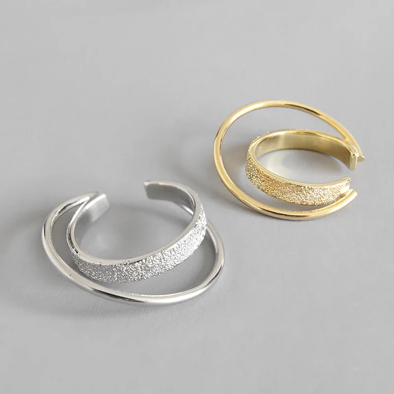 

S925 Sterling Sliver Ring Good Luck Simple Ring Finger Rings for Women Unfitness Double Circle Two Layers Fashion Party Wedding