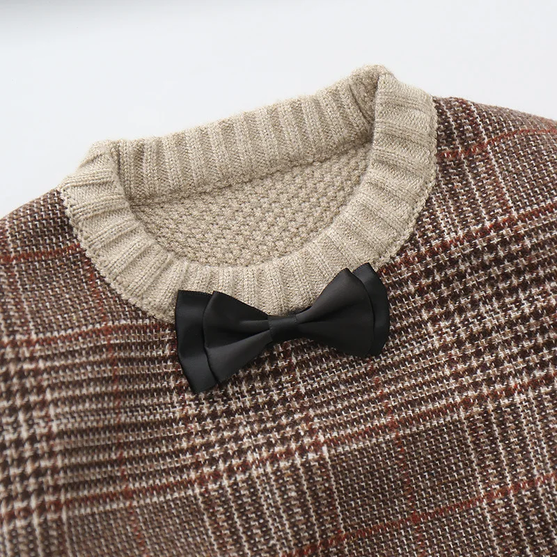 Британский стиль 2017 сезон осень-зима Для маленьких мальчиков Модная клетчатая