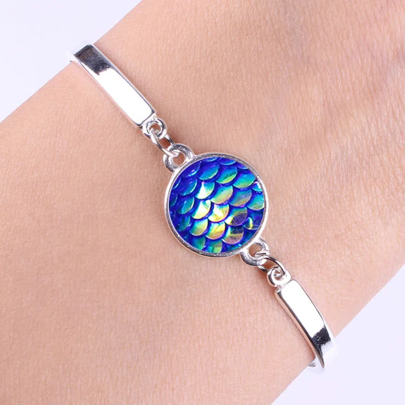 Sapphire fish scales Новая мода queen ювелирные изделия посеребренные талисманы браслет& Браслеты с кристаллами браслет для женщин - Окраска металла: Sapphire fish scales