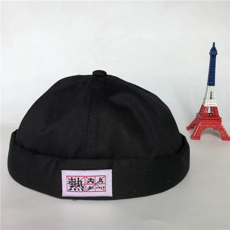 

2019 Summer Simple Retro Cuffed Cotton And Linen Korean Pumpkin Hat Navy Retro Sailor Innocent Cuffed Melon Cap Men Women Sun ha