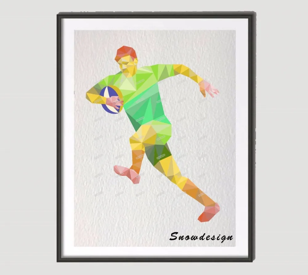 Поли современный геометрический коралловый регби плеер холст живопись