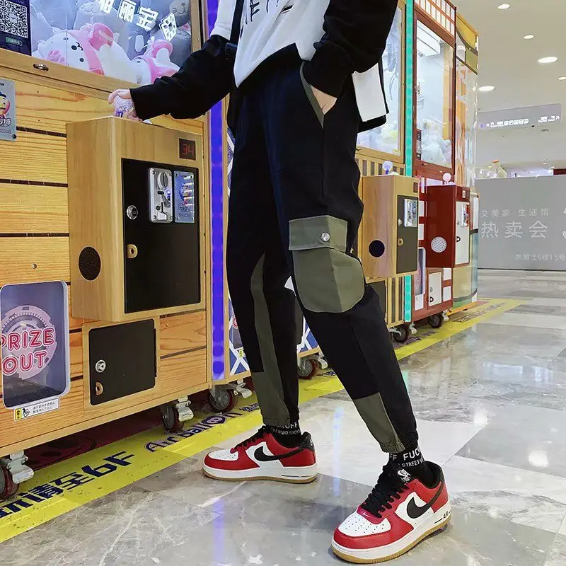 Мужские брюки шаровары со множеством карманов мужские в уличном стиле карго панк