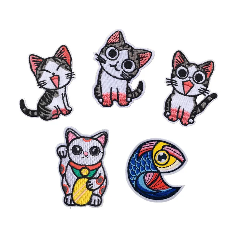 Изысканный счастливый кот Kitty сочетание компьютер Вышивка Ткань наклейки