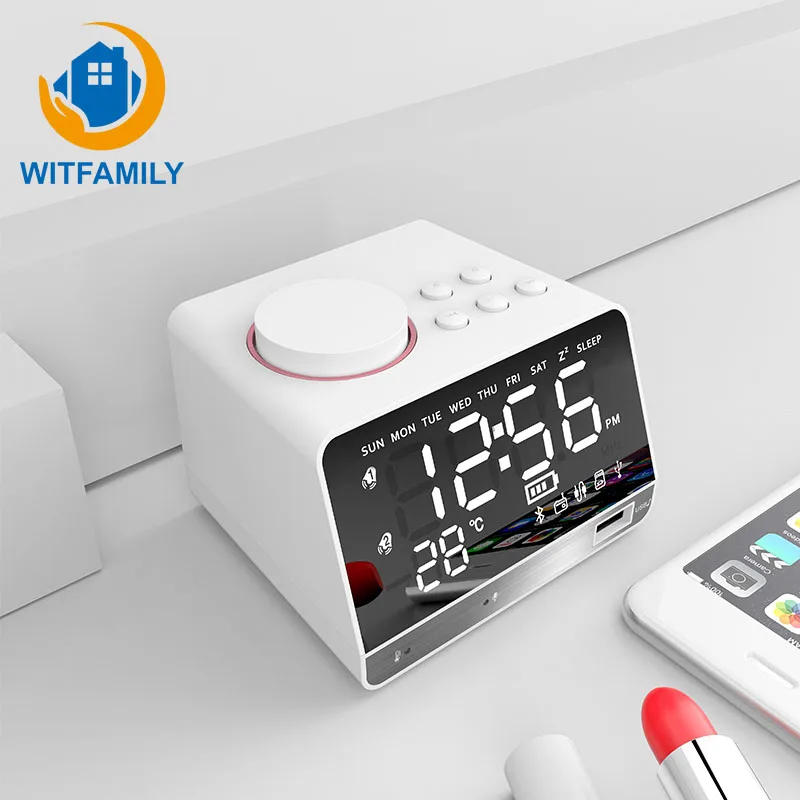 Bluetooth FM Радио Цифровой Будильник Электронный беспроводной Вызов светодиодный дисплей despertador бас динамик настольные часы современный стиль