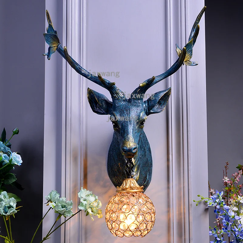

Modern Deer Antlers Wall Lamp Light Color Changeable Dimmer cyrstal wall light Art de Restaurant Hotel Bar Bedroom mirror light