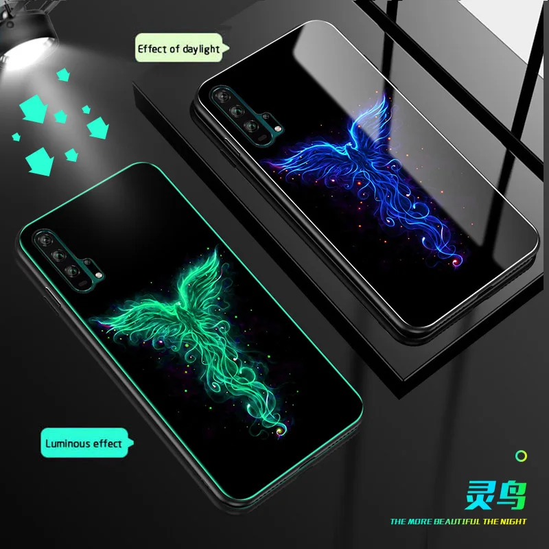 Светящийся стеклянный чехол для телефона Huawei Honor View V30 V20 задняя крышка из