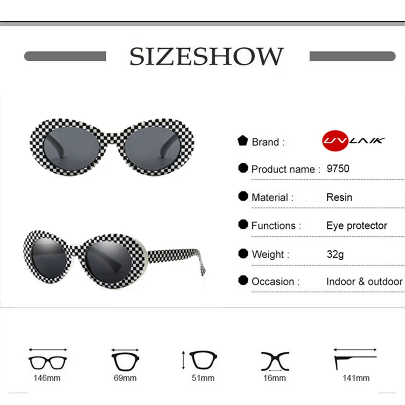 UVLAIK очки в стиле Курта Кобейна Для мужчин гвоздь с солнцезащитные для женщин