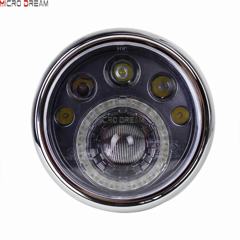 E mark Cafe Racer 7 ''светодиодный круглый фонарь Hi/Lo Beam 12v для Harley Dyna Softail FXWG FX Choppers Cruisers|
