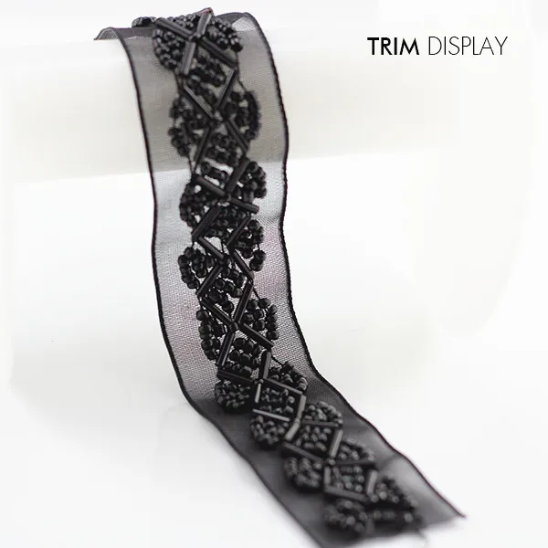 

Beaded Lace Fabric Ribbon Trim Braided Black Applique Braided Scrapbooking Venise Embossed Decorated Sewing Supplies 9yd/T874