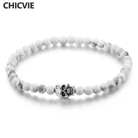 chicvie white natural stone skull strand charms bracelets bangles for women men jewelry making luxury brand bracelets sbr160251