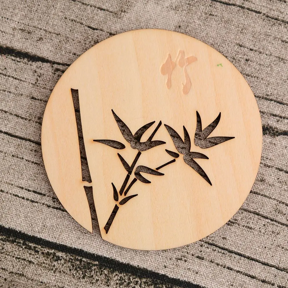 1 шт. в китайском стиле Стиль циновка чашки цветы деревянный резной круглой