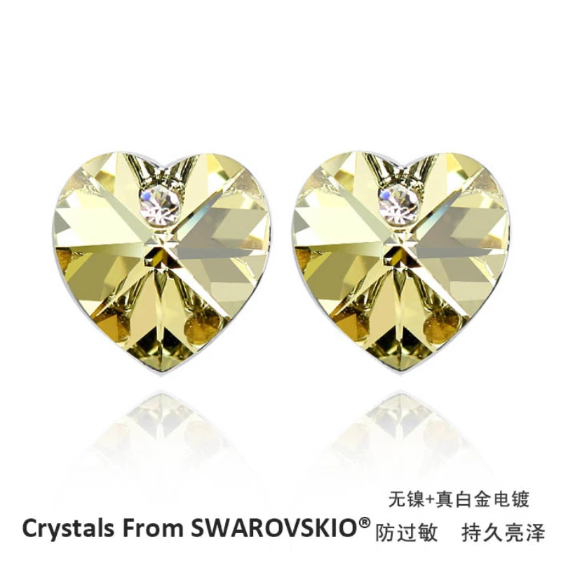 Серьги-гвоздики в виде сердца с кристаллом из Австрия | Украшения и аксессуары