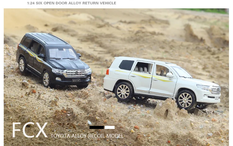 Горячая 1:24 масштабные колеса toyota SUV автомобиль металлическая модель с светильник и звуком ORV Land Cruiser литье под давлением автомобиль вытяжной назад игрушки коллекция