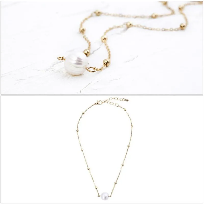 Женское Ожерелье с золотыми бусинами модное винтажное ожерелье искусственным