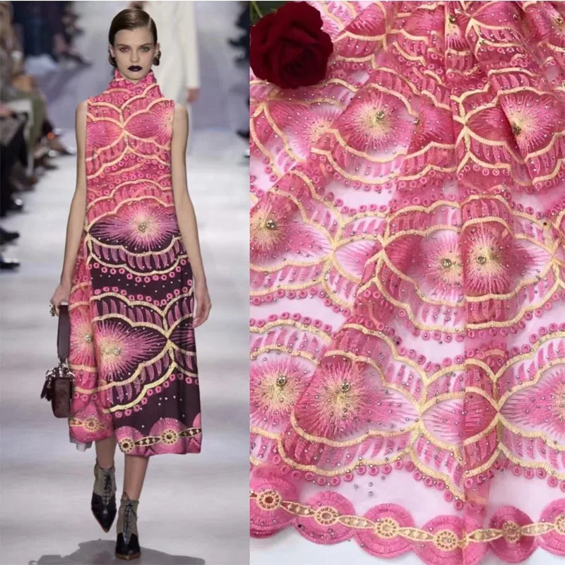 

Кружевная ткань в африканском стиле с цветочным узором, ширина 120 см, для свадебных торжеств, 5 ярдов