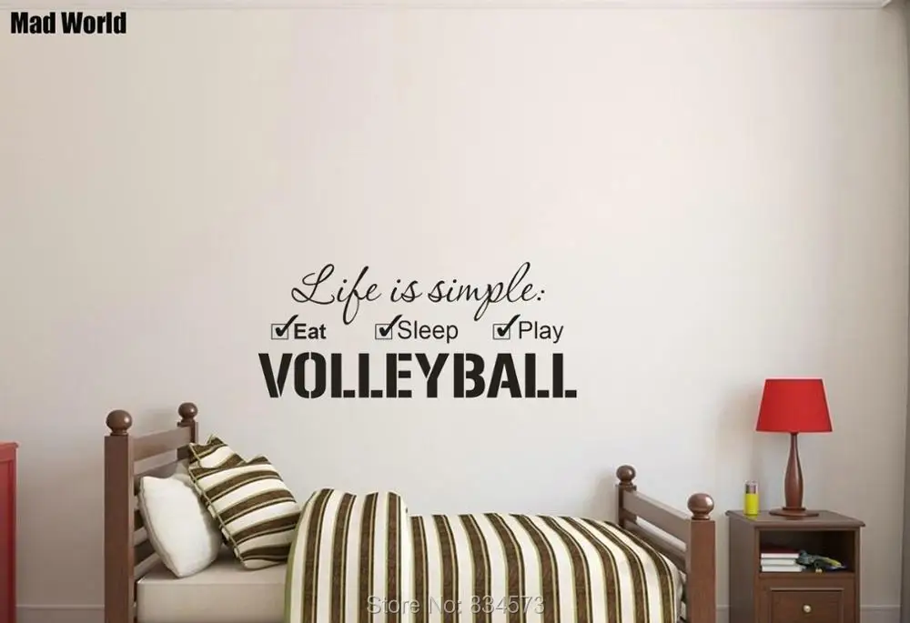 

Life is simple Eat Sleep Play Volleyball Wall Art Stickers Wall Decals Home DIY Decoration Removable Room Decor Wall Stickers