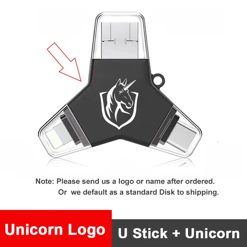 Y3.0-Black -Unicorn Новинка, флеш-диск, usb 3,0, 32 ГБ, creativo, OTG, мобильный флеш-накопитель, 32 ГБ, 64 ГБ, 128 ГБ, металлическая флешка, USB3.0, pi, сова, сделай сам, логотип, Cle, USB - Цвет: Y3.0-Black -Unicorn