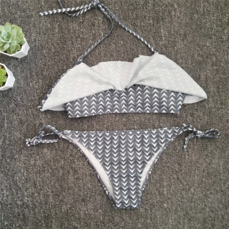 2018 Новый сексуальный женский комплект бикини пуш ап с набивным принтом купальник