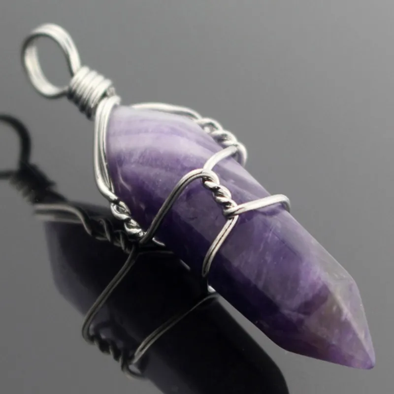 Подвески с натуральным кристаллом ручная работа проволока заживляющая точка