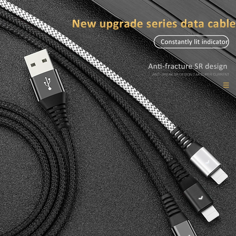 ! ACCEZZ нейлоновый осветительный кабель для iPhone X 7 Plus XR XS Max iPad MiNi 8 контактный USB